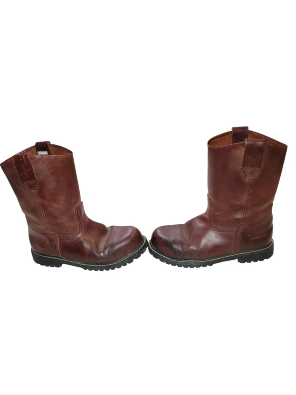 Work Power Mountain VAQUEROS Men Pull-On Brown Leather Steel-Toe Work Boots 8